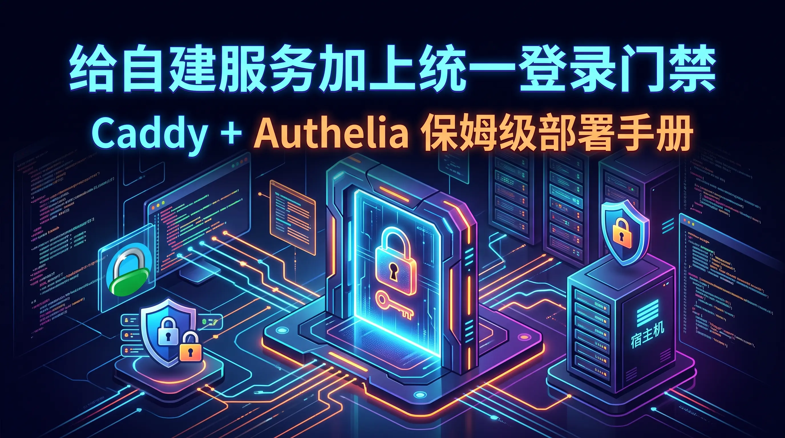 给自建服务加上统一登录门禁：Caddy + Authelia 保姆级部署手册